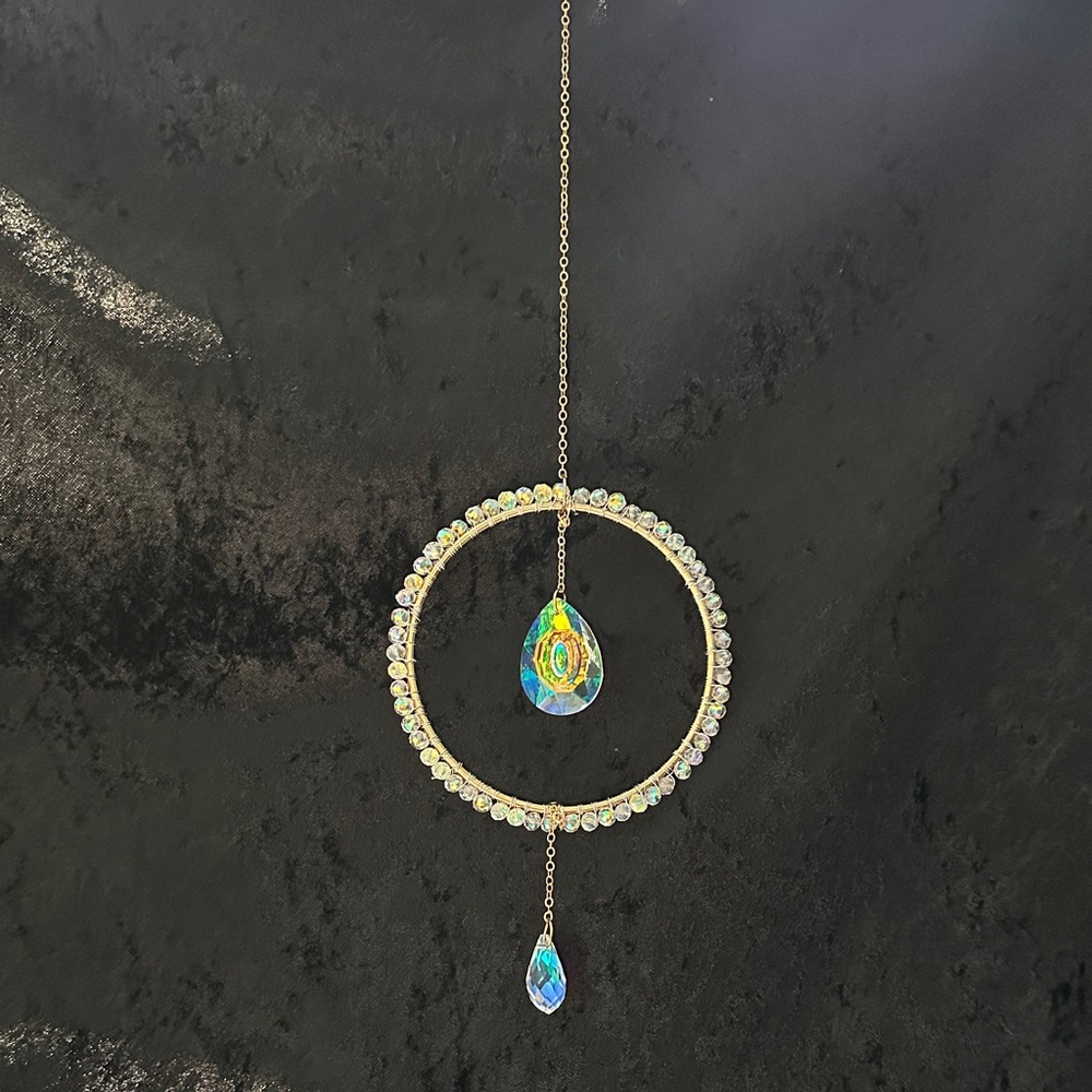 One of my favorite suncatcher, gold and Iridescent Crystals.